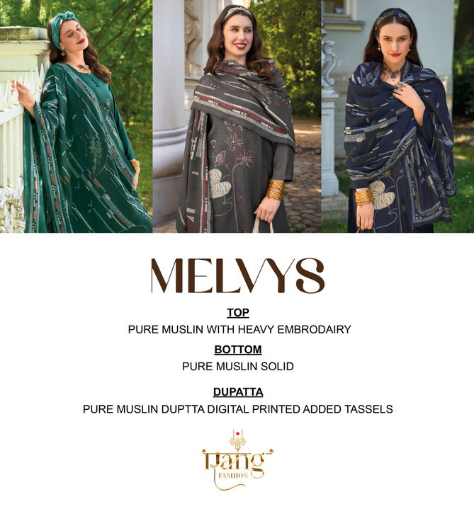 Melvys By Rang Muslin Embroidery Printed Salwar Kameez Wholesale Price In Surat